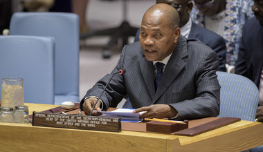 Mohamed Ibn Chambas, Special Representative of the Secretary-General and Head of the United Nations Office for West Africa and the Sahel (UNOWAS), briefs the Security Council meeting on peace consolidation in West Africa. 
