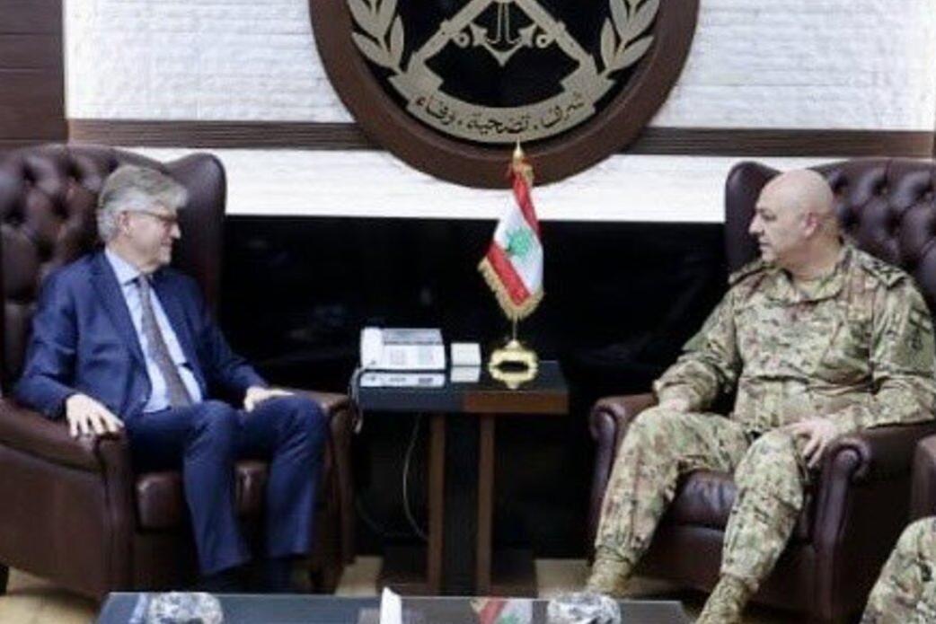 Jean-Pierre Lacroix and a peacekeeper.