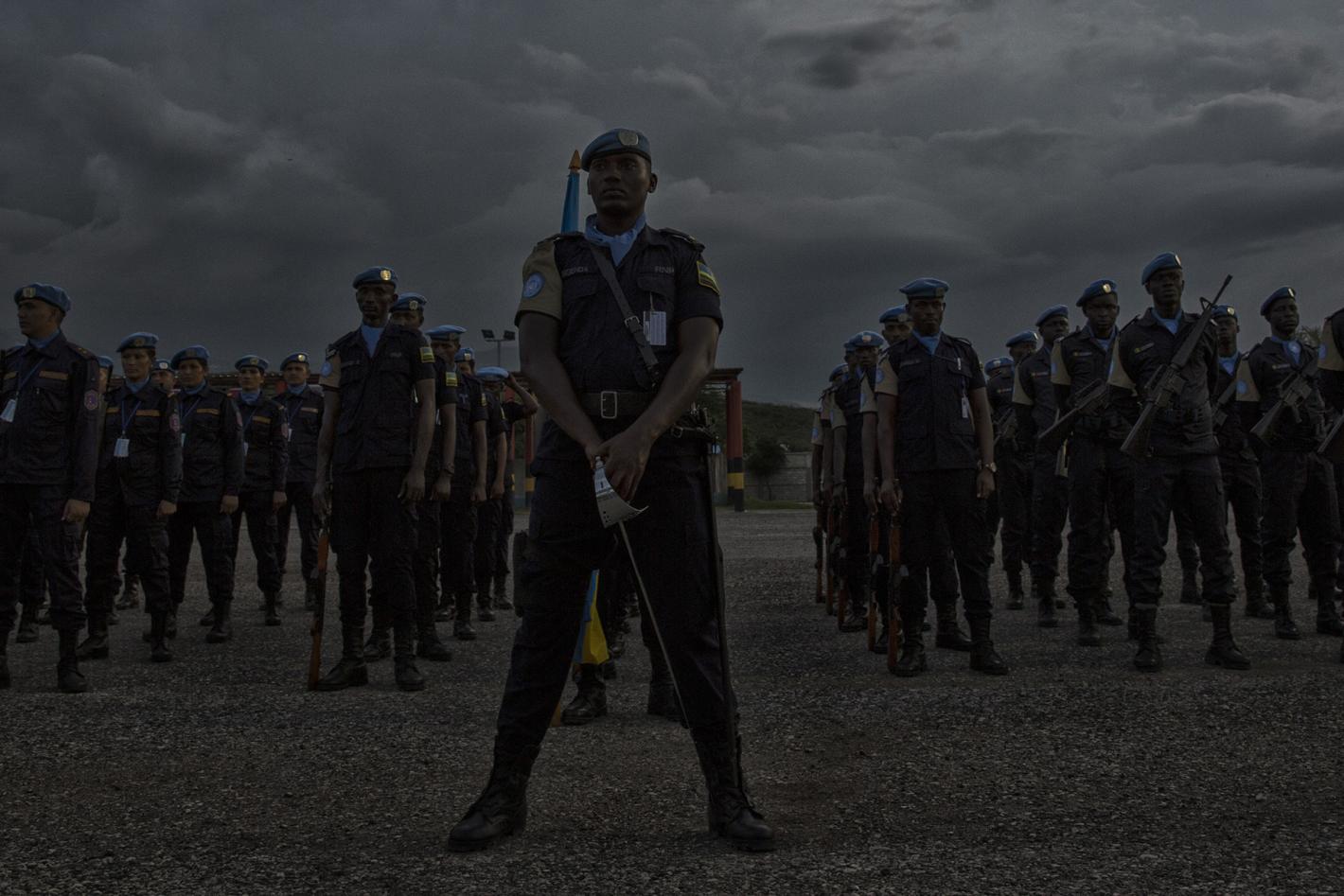 Peacekeepers standing in formation