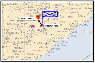 Une carte montrant Ndachulu et Rhoo Tob.