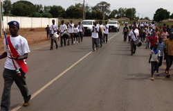 A marching band in Farafenni, a market town in The Gambia, just south of the border with Senegal. UNFPA The Gambia