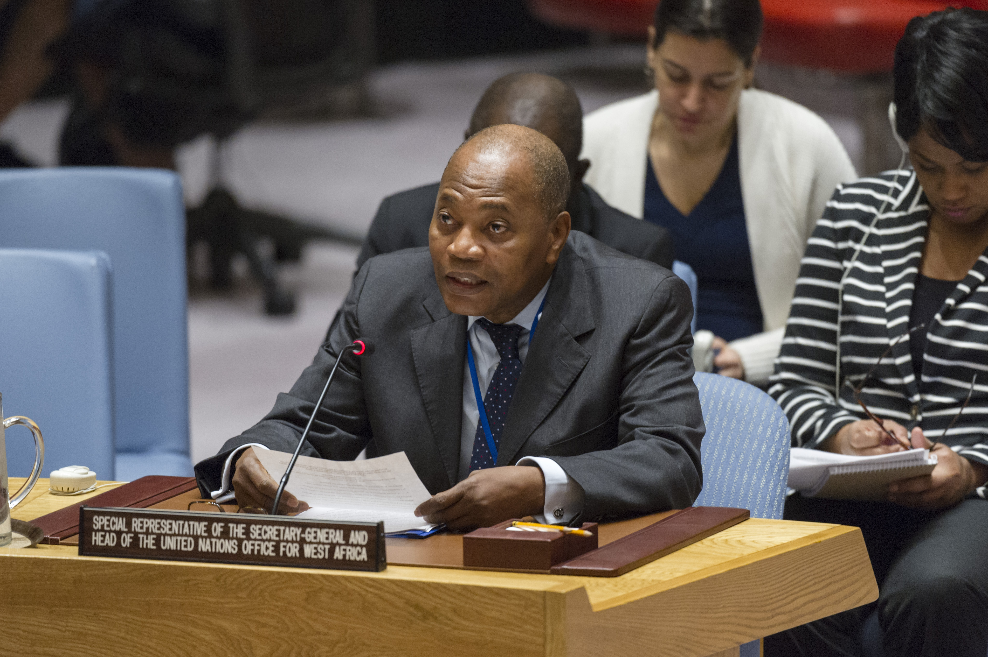 Mohammed Ibn Chambas, Special Representative of the Secretary-General and Head of the United Nations Office for West Africa and the Sahel (UNOWAS), briefs the Security Council. 13 January 2017.